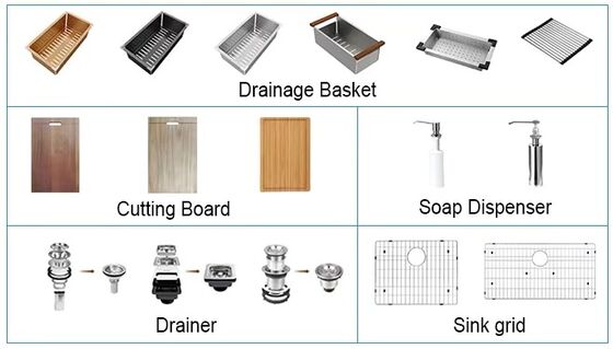 Wholesale Manufacturer Top Mount 304 Stainless Steel Kitchen Sinks 30x22x10inch Nano Matte Black  Drop In Sink with Drainer Brushed Fregadero De Cocina