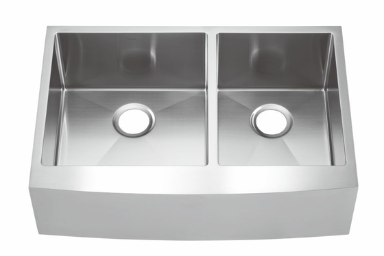 Évier de cuisine fait main de tablier de ferme d'acier inoxydable de la cuvette 304 d'ÉVIER de FOOK doubles
