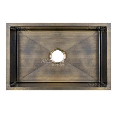 Éviers de cuisine de luxe en laiton antique doré vintage, cuve simple en acier inoxydable 304, finition PVD, lavabo sous plan pour ferme rustique, évier de cuisine en bronze pour appartement