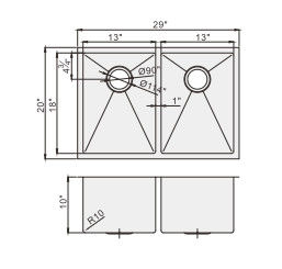 16 Gauge SS304 Undermount Stainless Steel Kitchen Sink 29 Inch X 20 Inch